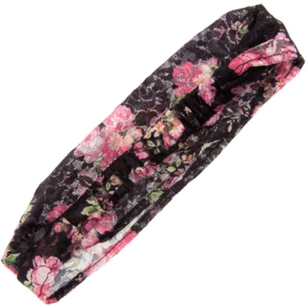 Black Floral Lace Headband - Picture 2 of 2